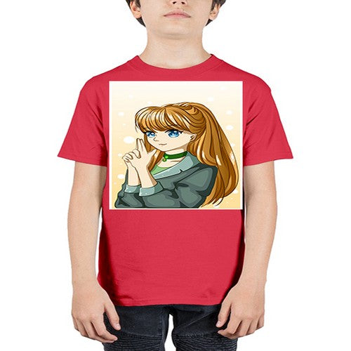 Beautiful and cool girl with long blonde hair 152# - anime - Youth Tee Unisex