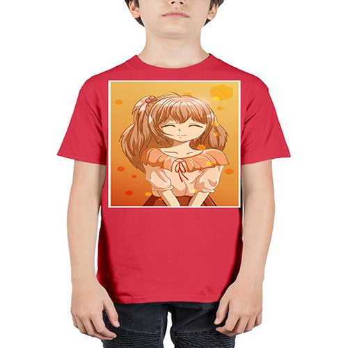 Beautiful and cute girl brown hair at sunset 164# - anime - Youth Tee Unisex