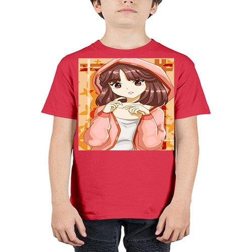 Beautiful and cute girl brown hair with jacket 81# - anime - Youth Tee Unisex