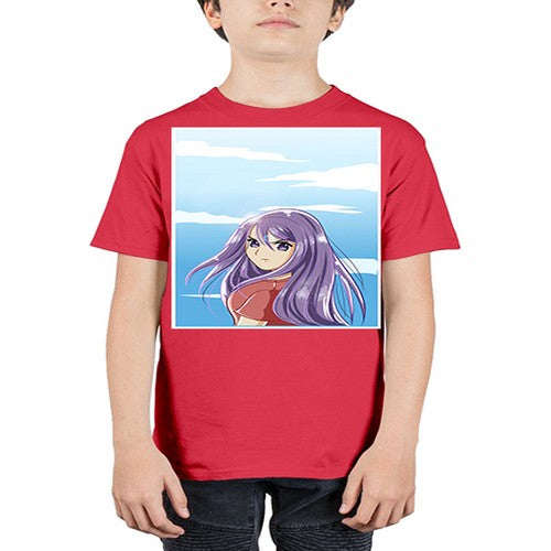 Beautiful and cute girl purple long hair in the summer with 109# - anime - Youth Tee Unisex