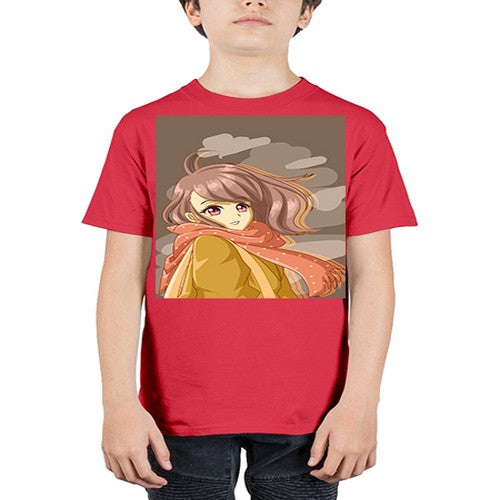 Beautiful and cute girl with scarf 91# - anime - Youth Tee Unisex