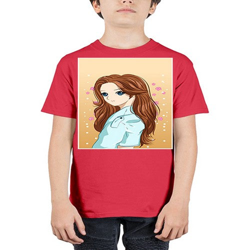 Beautiful and pretty girl brown long hair 123# - anime - Youth Tee Unisex