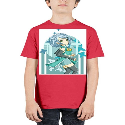 Beautiful girl blue hair with green clothes 161# - anime - Youth Tee Unisex