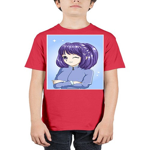 Beautiful girl short purple hair 6# - anime - Youth Tee Unisex