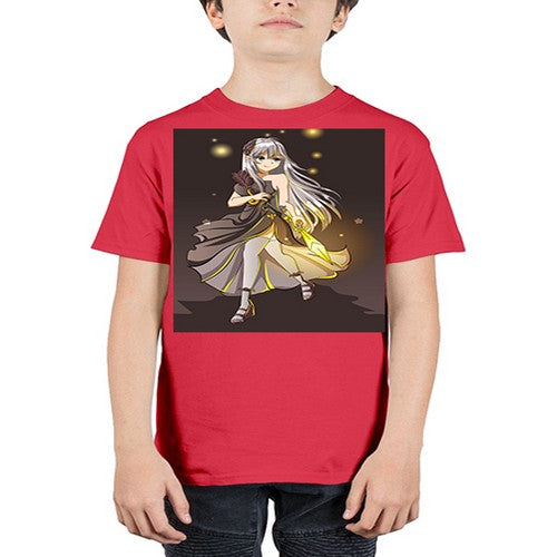 Beautiful girl with black dress and sword game 129# - anime - Youth Tee Unisex