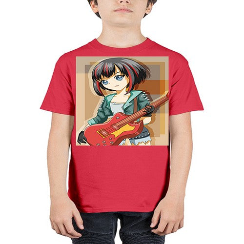 Beautiful rock girl with bass guitar perform 173# - anime - Youth Tee Unisex