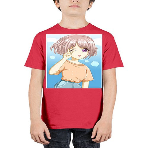 Cute and beautiful girl cream hair yellow shirt 29# - anime - Youth Tee Unisex