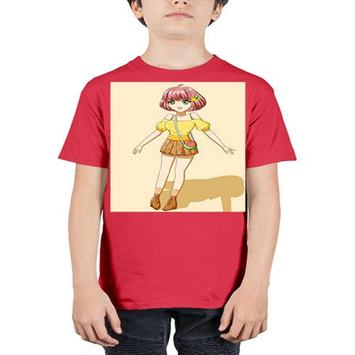 Cute and beautiful girl in summer with yellow dress 54# - anime - Youth Tee Unisex