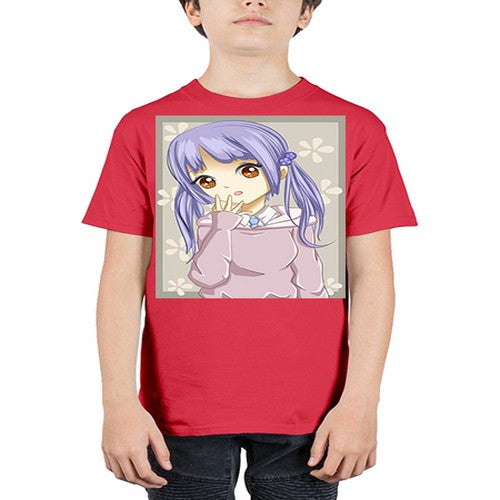 Cute and beautiful girl purple hair 25# - anime - Youth Tee Unisex