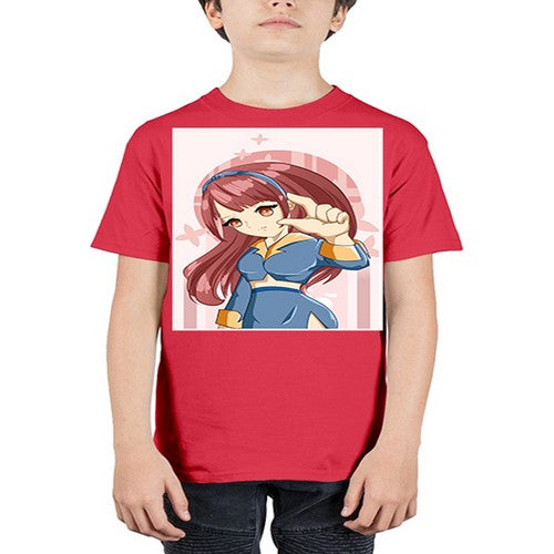 Cute and cool girl red long hair 166# - anime - Youth Tee Unisex