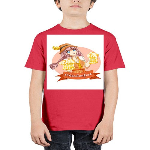 Cute and happy woman celebrating oktoberfest with beer 177# - anime - Youth Tee Unisex
