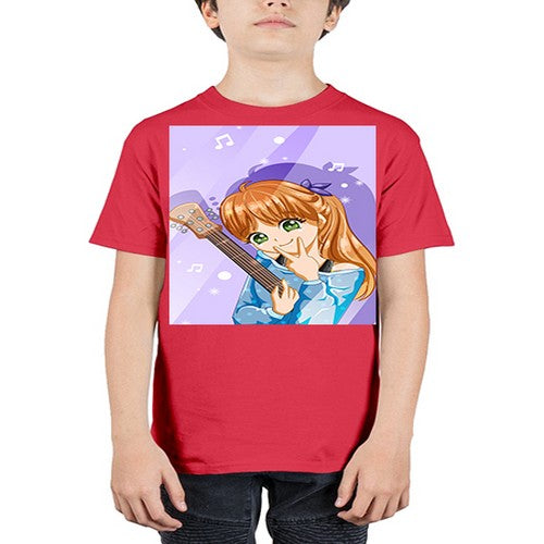 Cute and soft girl with guitar 53# - anime - Youth Tee Unisex