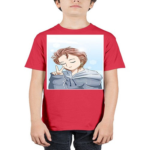 Cute boy brown hair with blue jacket 126# - anime - Youth Tee Unisex