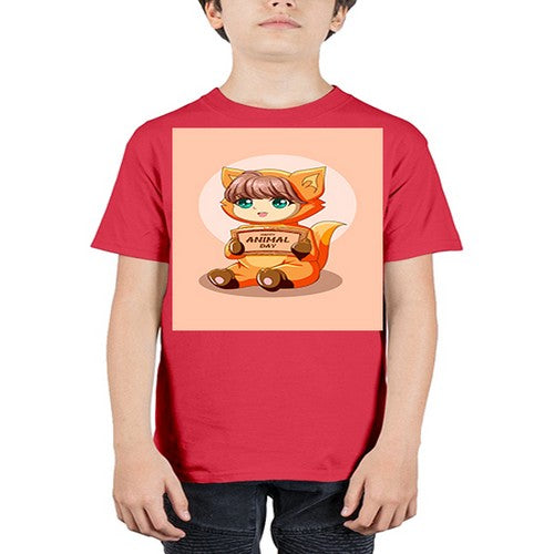 Cute girl with animal costume in animal day text 137# - anime - Youth Tee Unisex