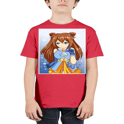Cute little beautiful girl blue gold clothes cartoon 171# - anime - Youth Tee Unisex