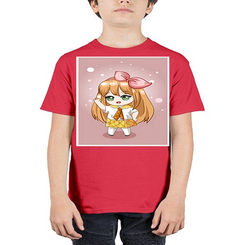 Cute little girl yellow hair wearing uniform 130# - anime - Youth Tee Unisex