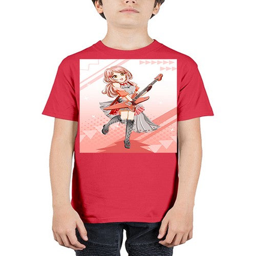 Cute rock star girl with guitar game 17# - anime - Youth Tee Unisex