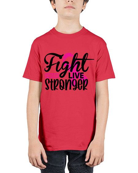 Fight Harder Live Stronger 27# - breast cancer - Youth Tee Unisex