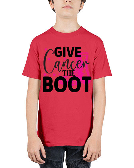 Give Cancer the Boot 24# - breast cancer - Youth Tee Unisex