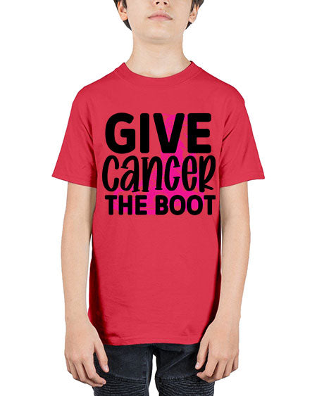 Give Cancer the Boot 25# - breast cancer - Youth Tee Unisex
