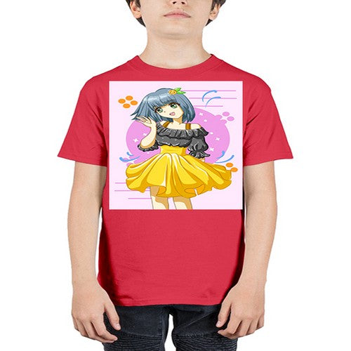 Happy and funny girl with black yellow dress in summer 41# - anime - Youth Tee Unisex