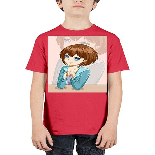 Happy beautiful and elegant girl brown hair 36# - anime - Youth Tee Unisex