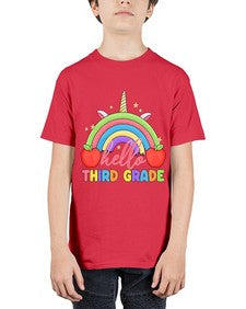 Hello third Grade Unicorn Rainbow 349# - third grade - Youth Tee Unisex