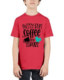 Messy Bun Coffee And Scrubs Style Style 1096# - nurse - Youth Tee Unisex