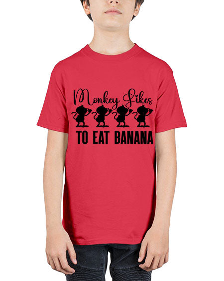 Monkey likes to eat banana  - monkey - Youth Tee Unisex