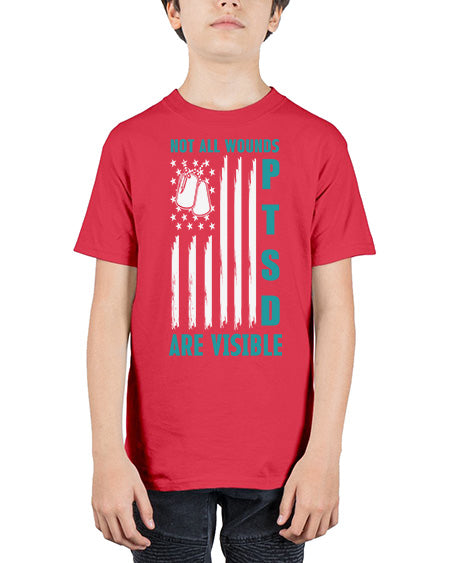 PTSD Awareness Not All Wounds 8# - PTSD - Youth Tee Unisex