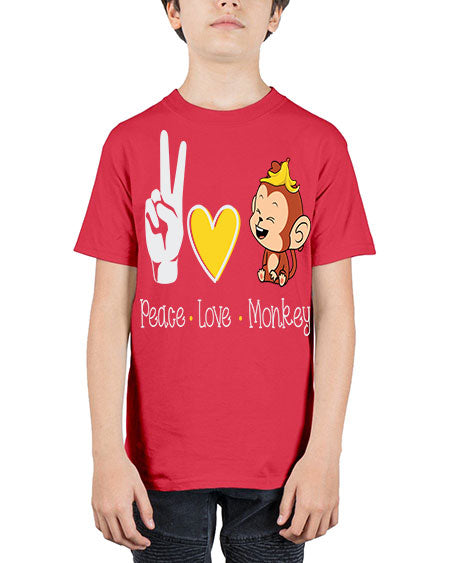 Peace Love Monkey 20# - monkey - Youth Tee Unisex