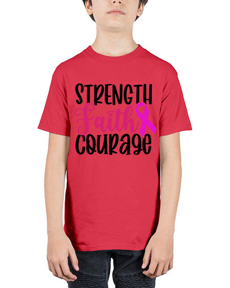 Strength Faith Courage 7# - breast cancer - Youth Tee Unisex