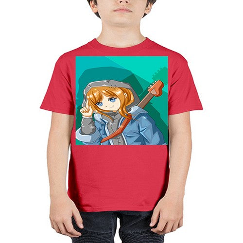Swag and cute girl with a guitar 50# - anime - Youth Tee Unisex