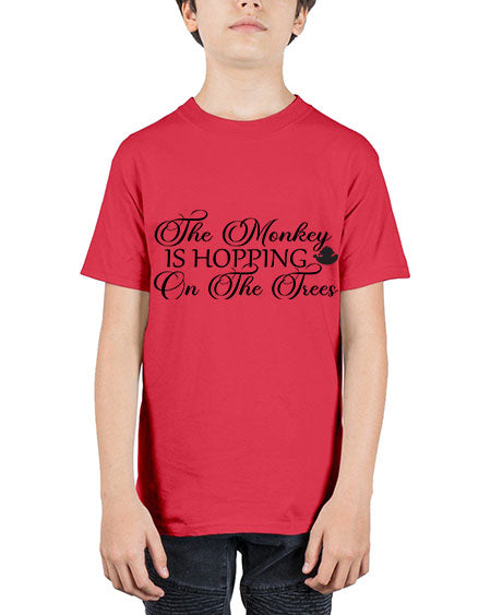 The monkey is hopping on  - monkey - Youth Tee Unisex