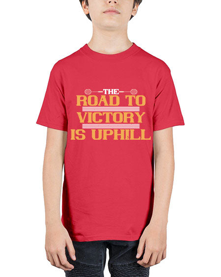 The road to victory is uphill 1822# - badminton - Youth Tee Unisex