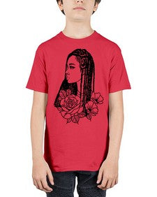 afro with flowers 70# - black girls or women - Youth Tee Unisex
