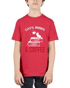 cats book and coffee Style 37# - cats - Youth Tee Unisex