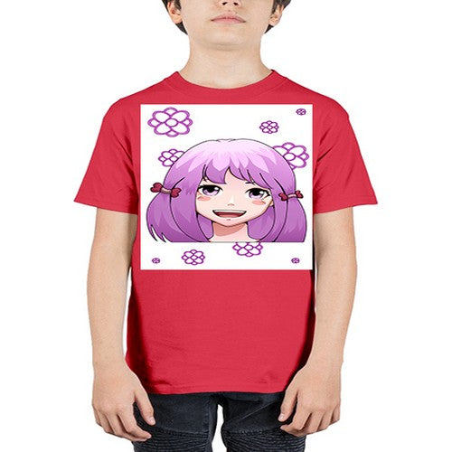cute ponytails purple hair girl 63# - anime - Youth Tee Unisex