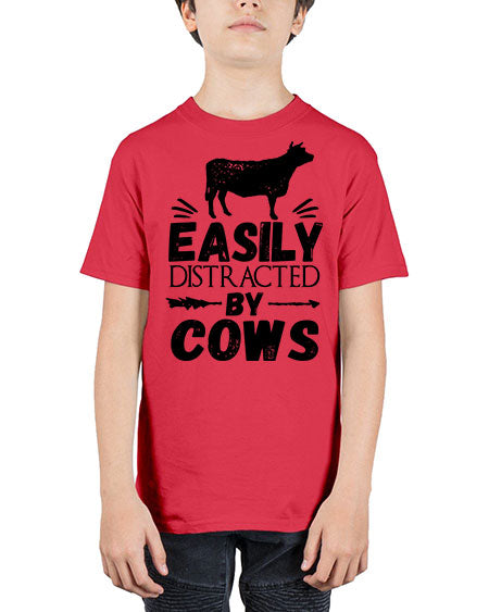 easily distracted by cows - cow - Youth Tee Unisex