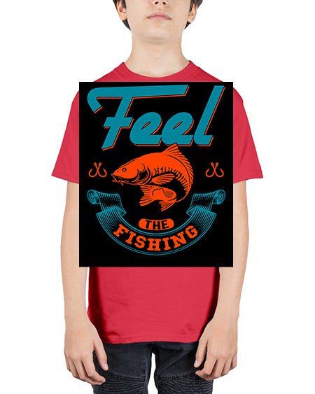 feel the fishing png 60# - shark-fish - Youth Tee Unisex