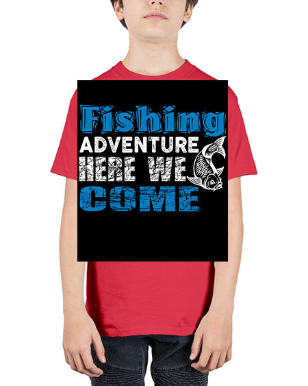 fishing adventure here we come png 52# - shark-fish - Youth Tee Unisex