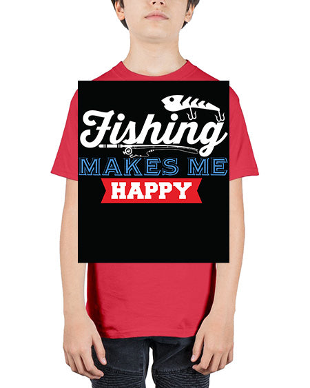 fishing makes me happy png 46# - shark-fish - Youth Tee Unisex