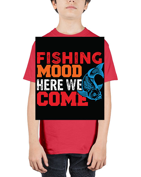 fishing mood here we come png 44# - shark-fish - Youth Tee Unisex