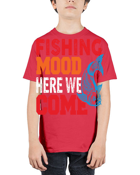 fishing mood here we come png 76# - shark-fish - Youth Tee Unisex