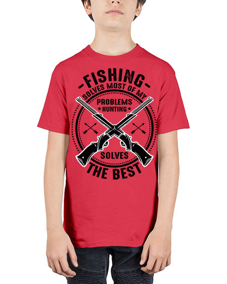 fishing solves most 74# - shark-fish - Youth Tee Unisex