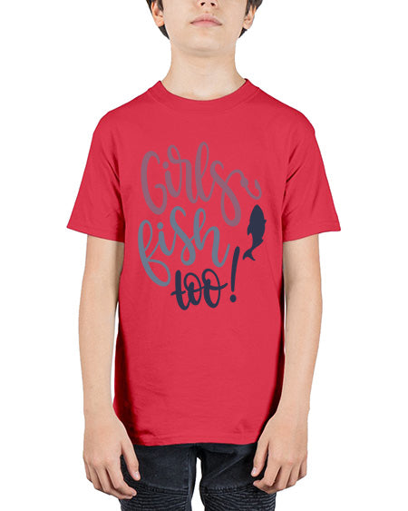 girls fish too 14# - shark-fish - Youth Tee Unisex