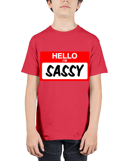 hello im sassy 129# - black words and phrases - Youth Tee Unisex