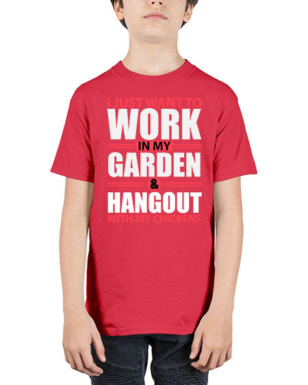 i just want to work in my garden and hang out with my chickens Style 4# - chicken - Youth Tee Unisex
