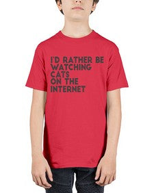 id rather be watching cats on the internet - cats - Youth Tee Unisex
