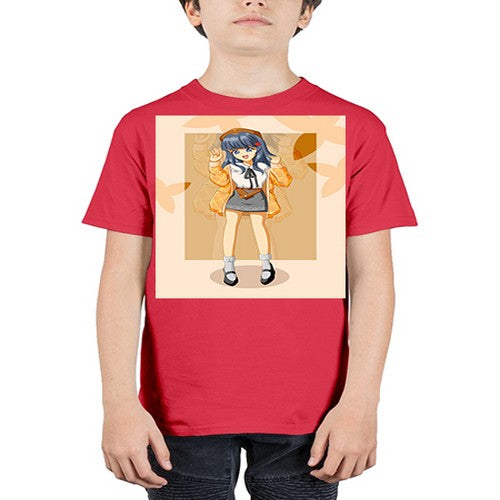 of beautiful girl with jacket 132# - anime - Youth Tee Unisex